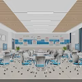 Modern School Classroom Interior With Ergonomic Tables Chairs And Large Digital Screens