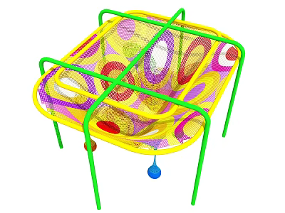 Colorful Kids Outdoor Play Net Structure With Green Frame And Hanging Ball 3d model