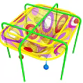 Colorful Kids Outdoor Play Net Structure With Green Frame And Hanging Ball