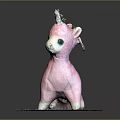 Pink Unicorn Plush Doll With Soft Texture Standing On Gray Base