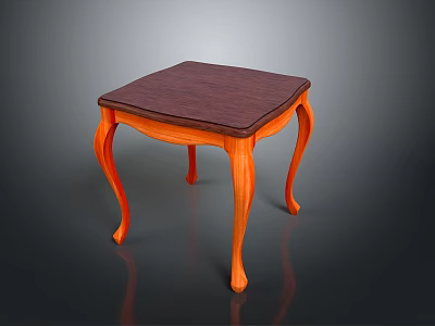 Modern Single Chair With Curved Orange Wooden Legs And Dark Brown Seat 3d model