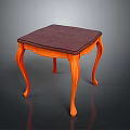 Modern Single Chair With Curved Orange Wooden Legs And Dark Brown Seat