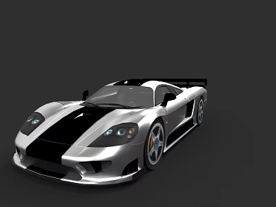 Silver High Performance Sports Car With Black Stripe And Sleek Design 3d model