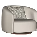 Modern Light Gray Upholstered Single Sofa With Striped Cushion Round Metal Base 3d model