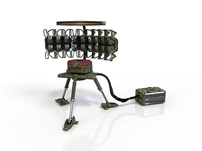 Tripod Mounted Military Radar System With Antenna Array And Power Supply Unit 3d model