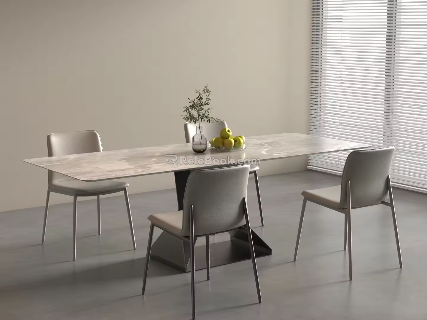 Modern Simple Dining Table and Chair Marble Countertop Dining Table and Chair 3d model
