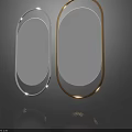 Two Modern Oval Mirrors With Different Metal Frames And Reflective Surfaces 3d model