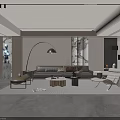 Contemporary Living Room Interior With Sectional Sofa Coffee Table And Floor Lamp