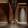 Elegant Modern Restaurant Interior With Wooden Screen Pendant Lights And Green Plants