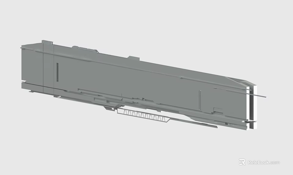 Gray Metal Industrial Structure With Long Rectangular Body And Ladder Detail 3d model 