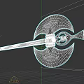 Unique Throwing Weapon With Cracked Iridescent Circular Design And Arrow Blade