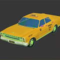 Shiny Vintage Yellow Taxi Model Car With Roof Sign And Body Text Details