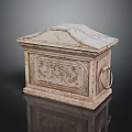 Vintage Decorative Chest With Carved Floral Patterns And Ring Handle Antique White Finish