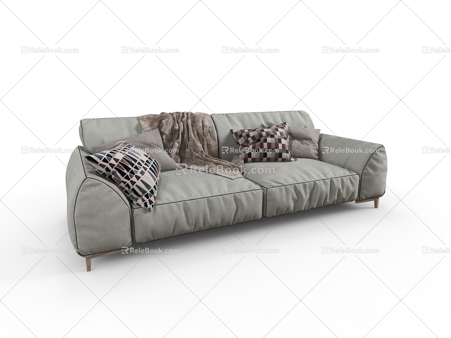 modern double sofa sofa 3d model