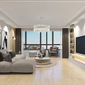 Modern Light Luxury Living Room Interior With Crystal Chandelier Cozy Sofa And Warm Ambient Lighting