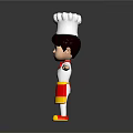 3D Game Movie Character Chef Wearing White Toque Red Bow Tie And Red Yellow Skirt
