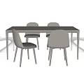 Modern Dining Table Set With Transparent And Beige Chairs For Home Dining 3d model