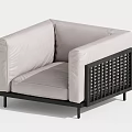 Modern Single Seater Sofa With Light Leather Upholstery And Black Lattice Frame