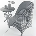 Luxury Green Accent Chair With Soft Cushion And Side Table With Vases And Monstera Leaf