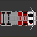 Red And White Toy Fire Truck Model With Extended Ladder And Detailed Design