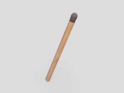 Single Unlit Wooden Matchstick With Black Tip Isolated On White Background 3d model