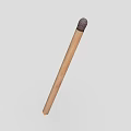 Single Unlit Wooden Matchstick With Black Tip Isolated On White Background