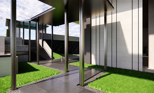 Modern Garden Roof Garden Pool Plus Living Room 3d model