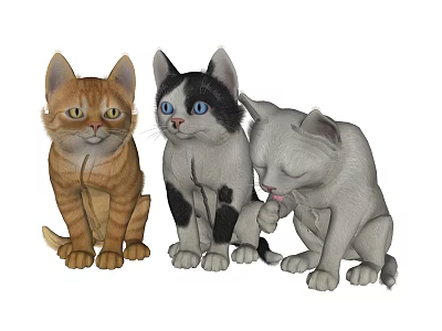 Modern Cat Cute Pet Cat Kitten Combo 3d model Modern Cat Cute Pet Cat Kitten Combo 3d model