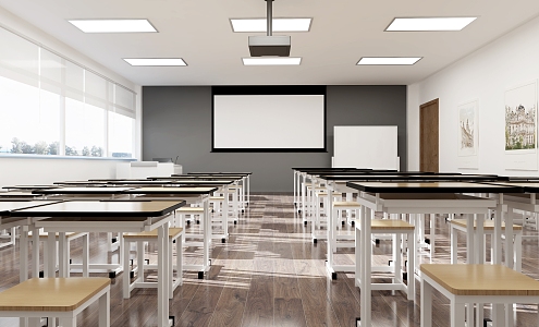 modern classroom 3d model