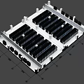 Aerial View of Modular Office Layout With Arranged Workstations And White Frames
