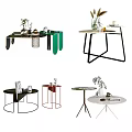 Various Modern Coffee Tables Featuring Different Shapes Metal Frames And Decorative Items 3d model