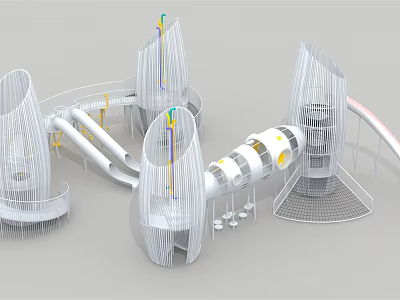 Innovative Modern Playground Equipment With Spiral Slides And Openwork Structure For Kids 3d model