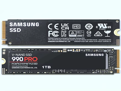 Samsung V NAND SSD 990 PRO 1TB Industrial Storage Device with Certifications 3d model