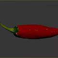 Fresh Red Chili Pepper With Green Stem And Shiny Smooth Surface 3d model