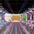Cartoon Spaceship Interior With Control Panels Seats And Futuristic Glowing Designs