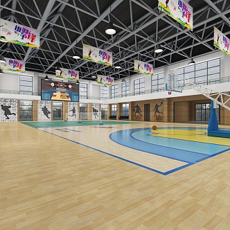 modern basketball court 3d model