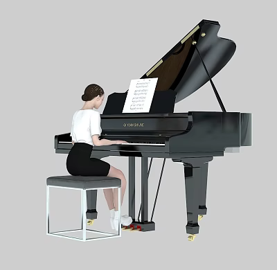 Playing the piano girl piano teacher playing the piano 3d model Playing the piano girl piano teacher playing the piano 3d model