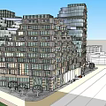 Modern Office Building Complex With Glass Facade Green Roof And Landscaped Terraces