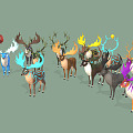 Modern Deer Herd Elk Fantasy Deer Herd 3d model