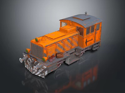 Orange Vintage Train 3D Rendered With Realistic Textures And Details 3d model