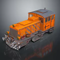 Orange Vintage Train 3D Rendered With Realistic Textures And Details