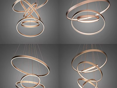 Modern Layered Circular Ring Chandeliers With Stylish Design And Soft Lighting 3d model