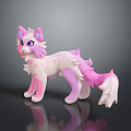 Cute Pink And White Cartoon Plush Doll With Purple Eyes Spotted Coat And Fluffy Ears