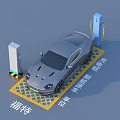 Ford Sports Car Charging At New Energy Vehicle Charging Station With Online Payment