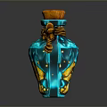 Decorative Blue Glass Bottle With Wooden Cork Rope And Golden Elements For Household Use