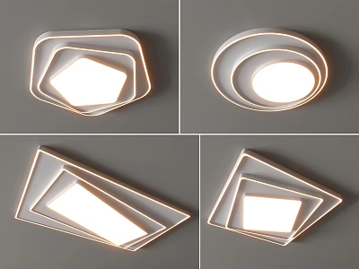 Modern Geometric Ceiling Lights with Layered Design and Soft Illumination for Contemporary Home 3d model