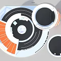 Modern Abstract Circular Structure With Multi Layer Rings And Orange Black White Design 3d model