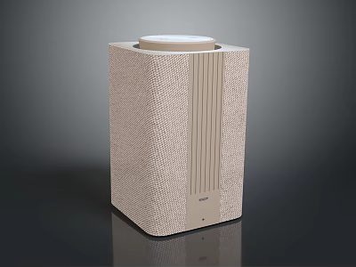 Modern Electronic Air Purifier Featuring Textured Beige Surface Square Design And Circular Top Panel 3d model