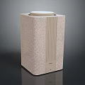 Modern Electronic Air Purifier Featuring Textured Beige Surface Square Design And Circular Top Panel 3d model