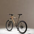 Modern Gold And Black Mountain Bicycle Featuring Large Wheels And Minimalist Design 3d model